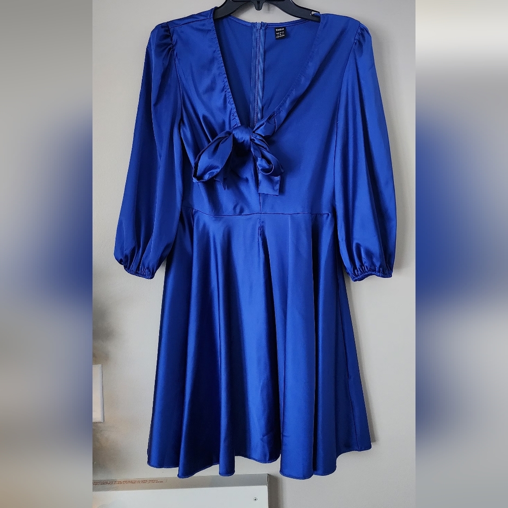 Elegant Blue Satin Dress